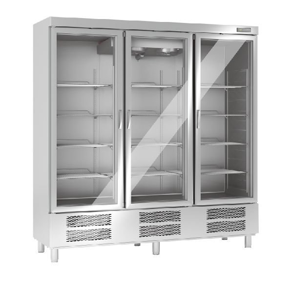 Edelstahl-Tiefkühlschrank mit Glastüren TKU 1900 G