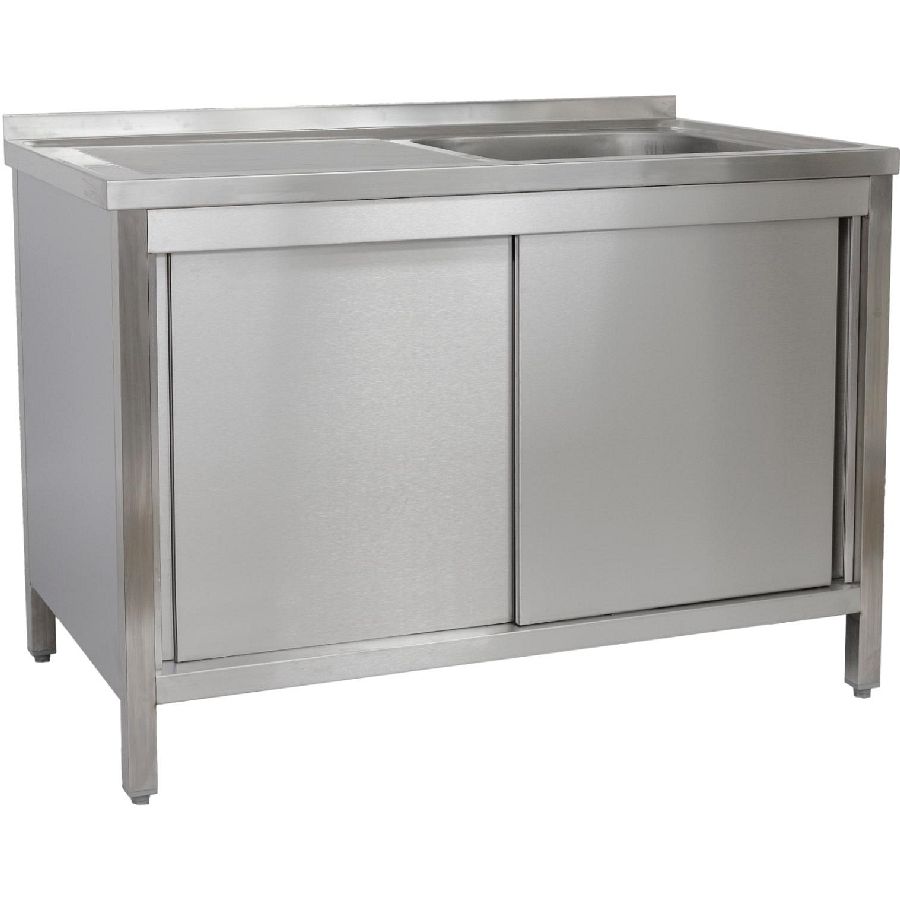 Spülschrank 1200x600x850 mm 1 Becken rechts, mit GB 600 mm Tiefe