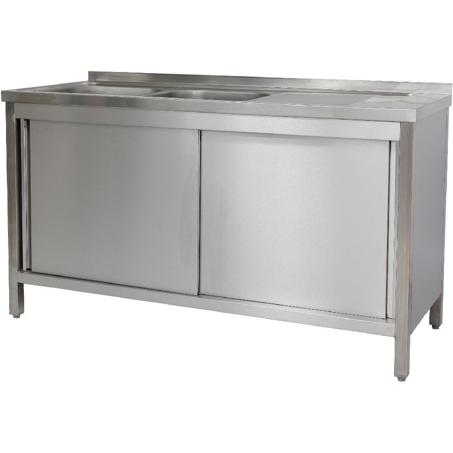 Spülschrank 1500x600x850 mm 2 Becken links, mit GB 600 mm Tiefe