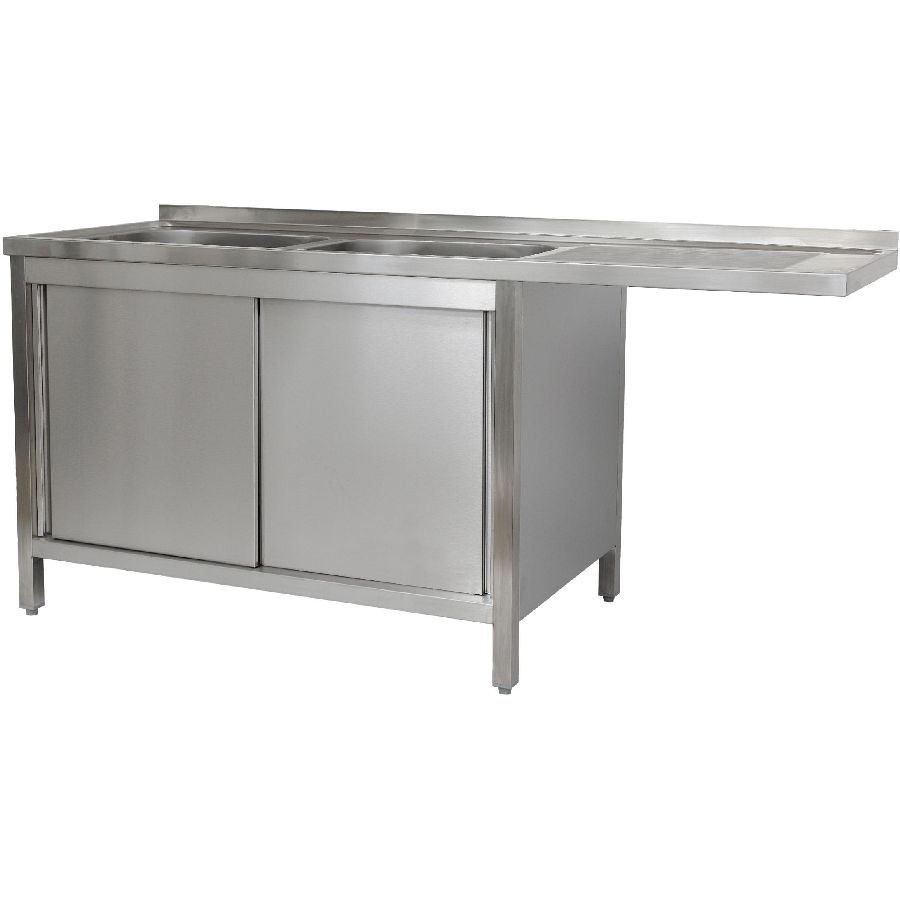 Spülzentrum 1500x600x850 mm 2 Becken links 600 mm Tiefe