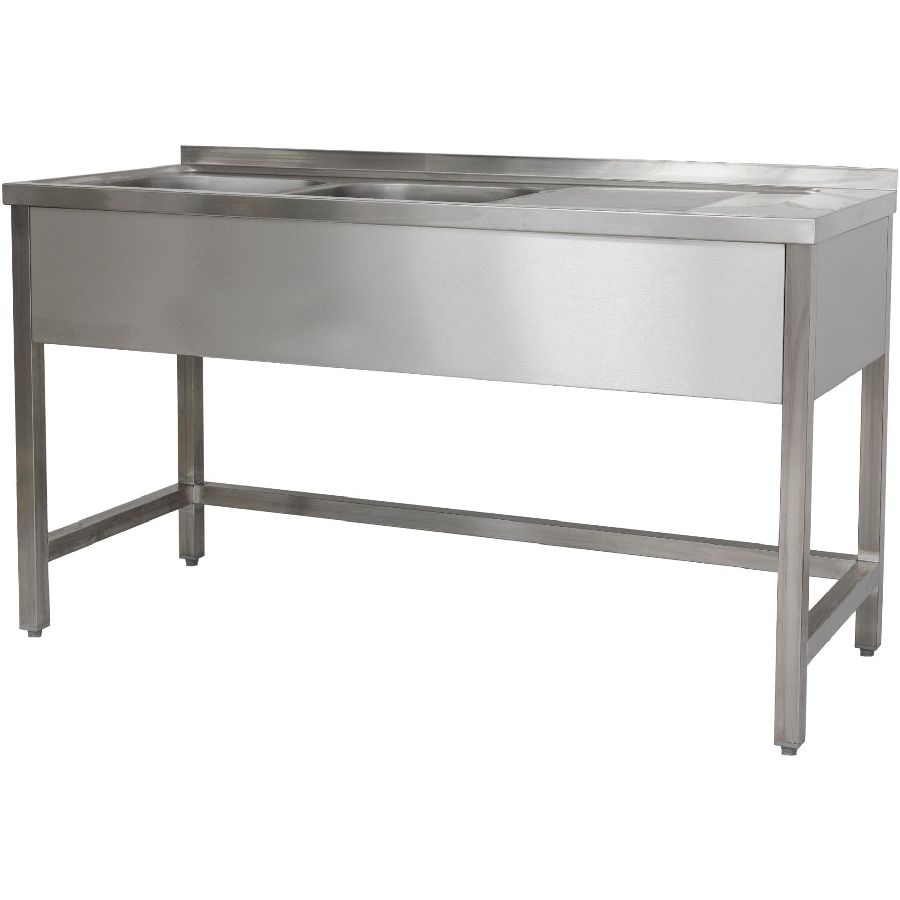 Spültisch 1500x600x850 mm 2 Becken links, Ohne GB 600 mm Tiefe