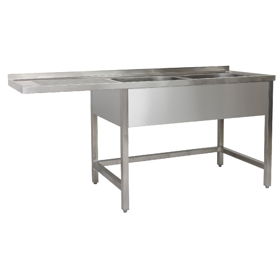 Spülzentrum 1500x600x850 mm 2 Becken rechts, ohne GB 600 mm Tiefe