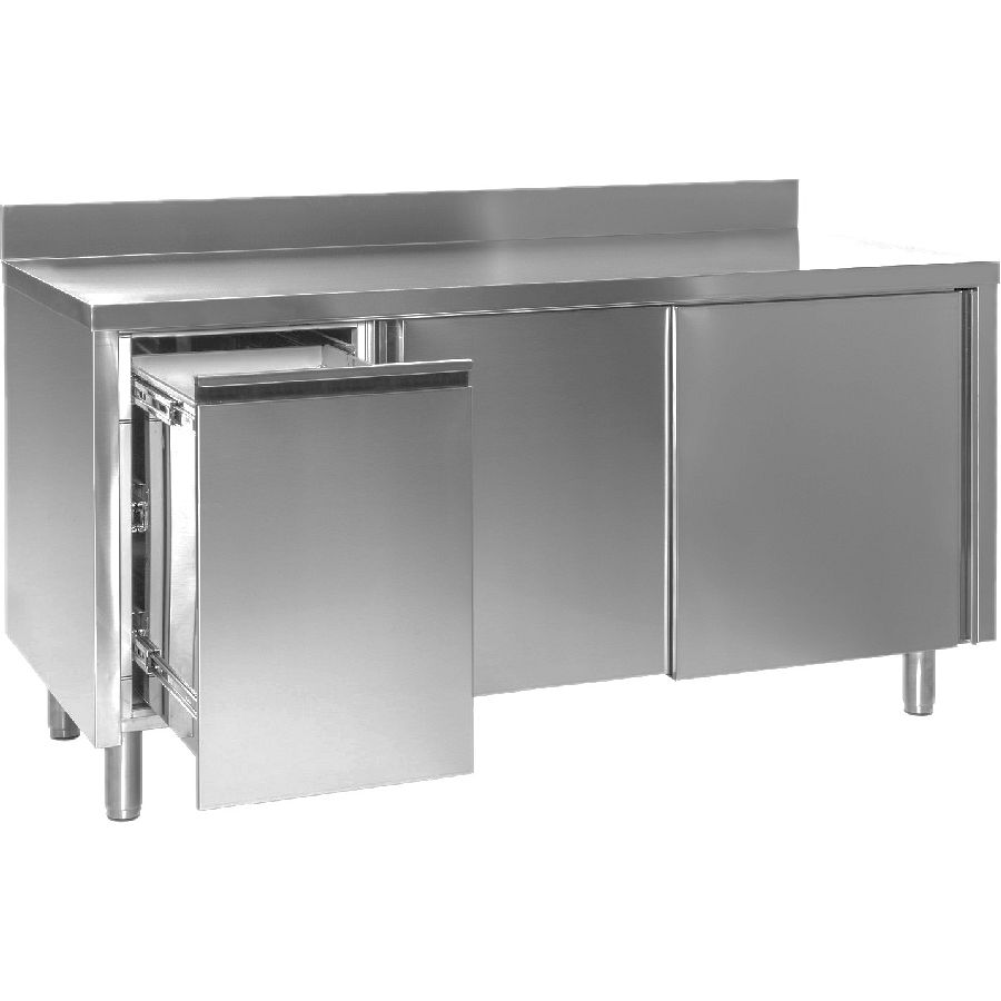 Arbeitsschrank mit Abfallbehälter links, mit AK, Tiefe 700 mm, 1000x700x850 mm