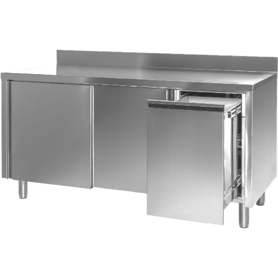 Arbeitsschrank mit Abfallbehälter rechts, mit AK, Tiefe 700 mm, 1000x700x850 mm