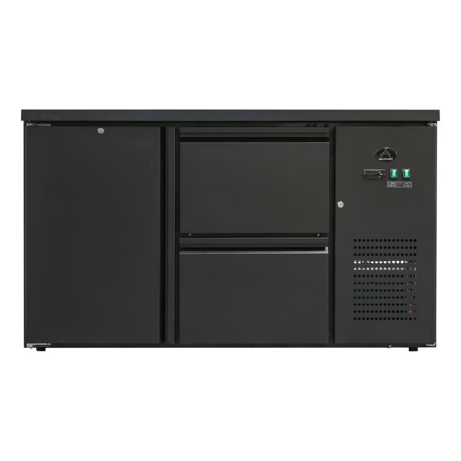 Artikelbild Flaschenkühltisch 280 Liter - Schwarz - 1 Tür + 2 Schubladen - 1465x520x840mm