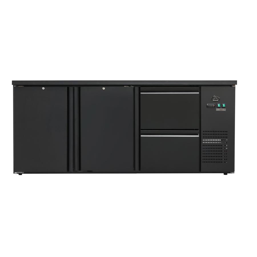 Artikelbild Flaschenkühltisch 425 Liter - Schwarz - 2 Türen + 2 Schubladen - 2005x520x840mm