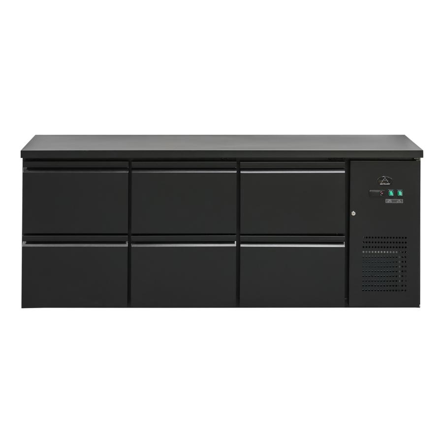 Artikelbild Flaschenkühltisch 425 Liter - Schwarz - 6 Schubladen - 2005x520x840mm