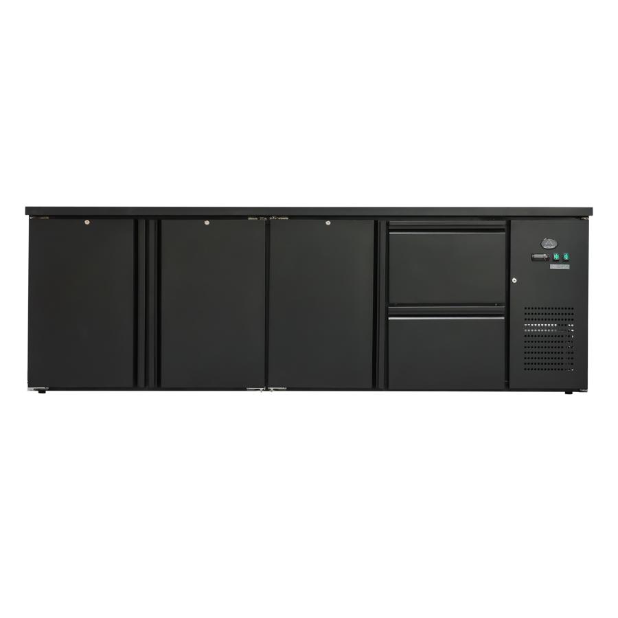 Artikelbild Flaschenkühltisch 600 Liter - Schwarz - 3 Türen + 2 Schubladen - 2545x520x840mm