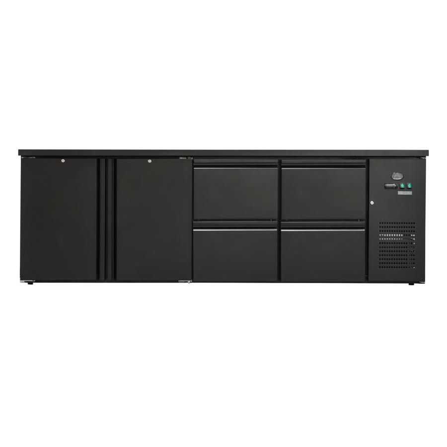 Artikelbild Flaschenkühltisch 600 Liter - Schwarz - 2 Türen + 4 Schubladen - 2545x520x840mm