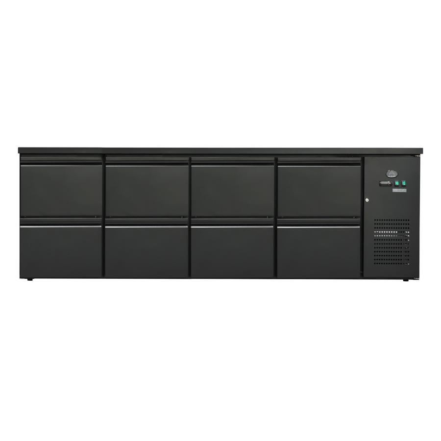 Artikelbild Flaschenkühltisch 600 Liter - Schwarz - 8 Schubladen - 2545x520x840mm