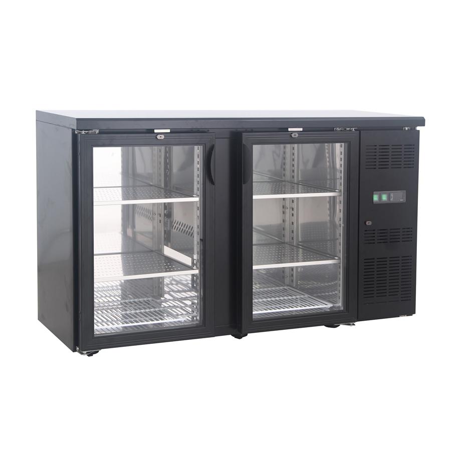 Artikelbild Flaschennkühltisch 226 Liter - Schwarz - 2 Glastüren - 1460x530x870mm