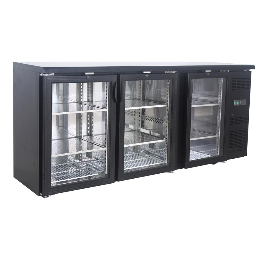 Artikelbild Flaschennkühltisch 355 Liter - Schwarz - 3 Glastüren - 2000x530x870mm