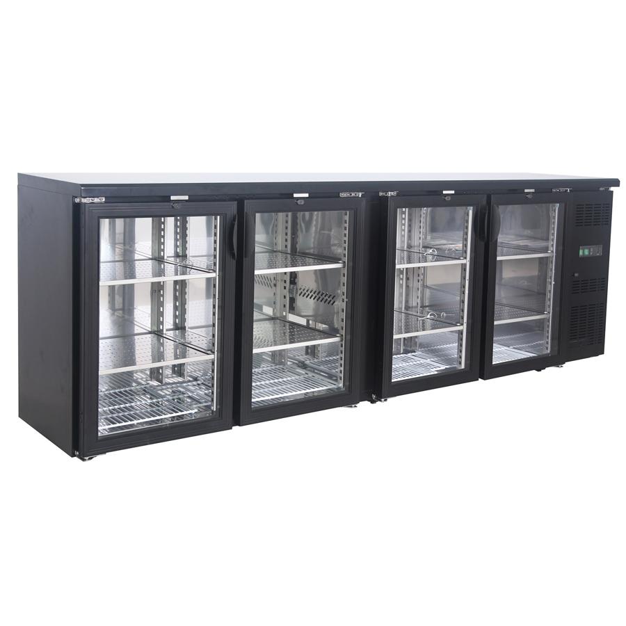 Artikelbild Flaschennkühltisch 484 Liter - Schwarz - 4 Glastüren - 2540x530x870mm