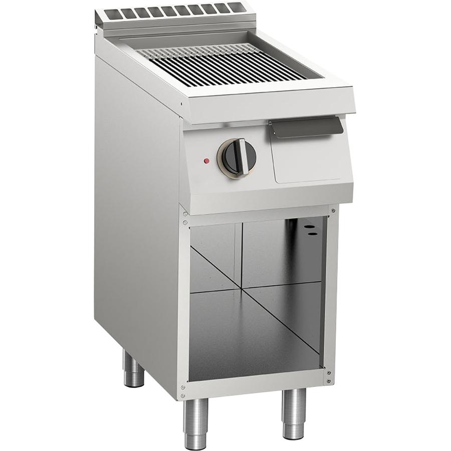 Elektro-Grillplatte gerillt verchromt 5,4kW 1 Heizzone offener Unterbau