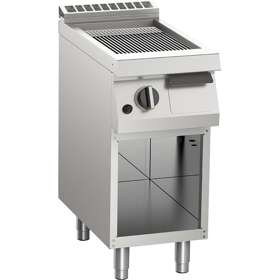 Gas-Grillplatte gerillt verchromt 7kW mit 1 Heizzone offener Unterbau
