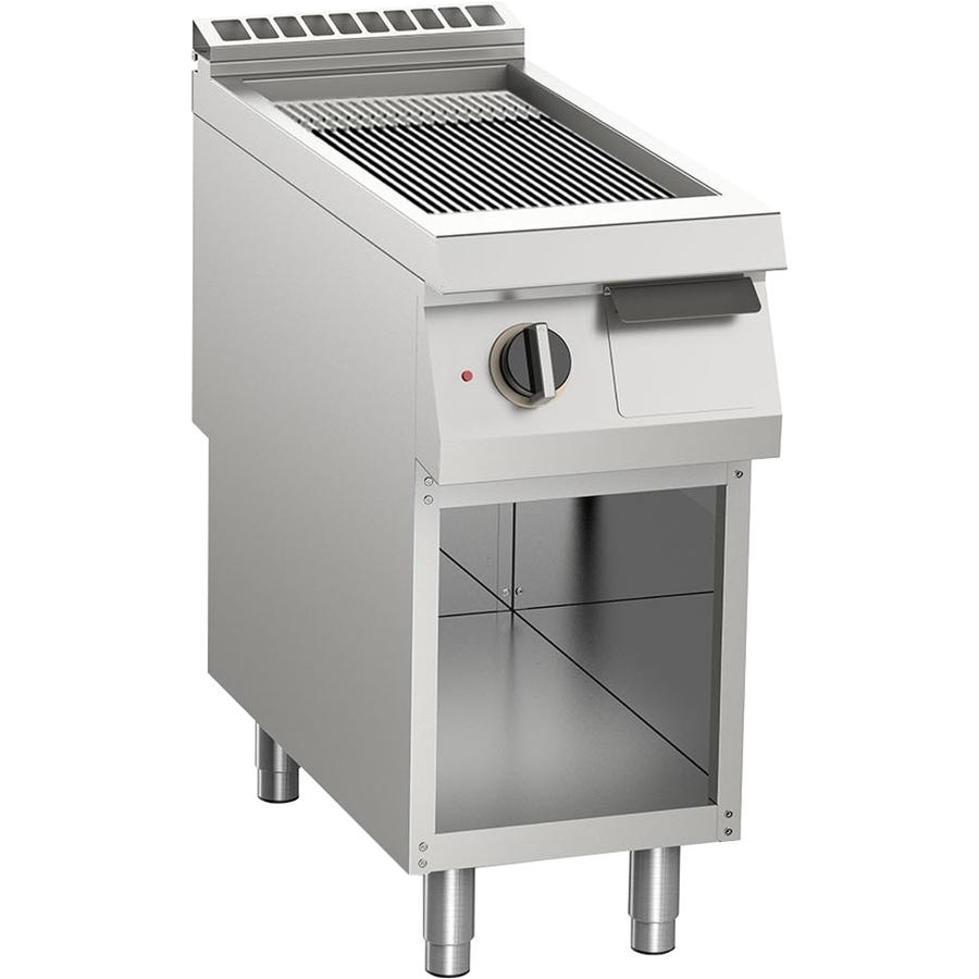 Elektro-Grillplatte gerillt verchromt 7,5 kW mit 1 Heizzone offener Unterbau