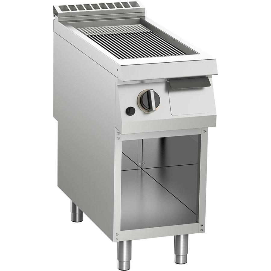Gas-Grillplatte gerillt verchromt 10,5kW mit 1 Heizzone offener Unterbau
