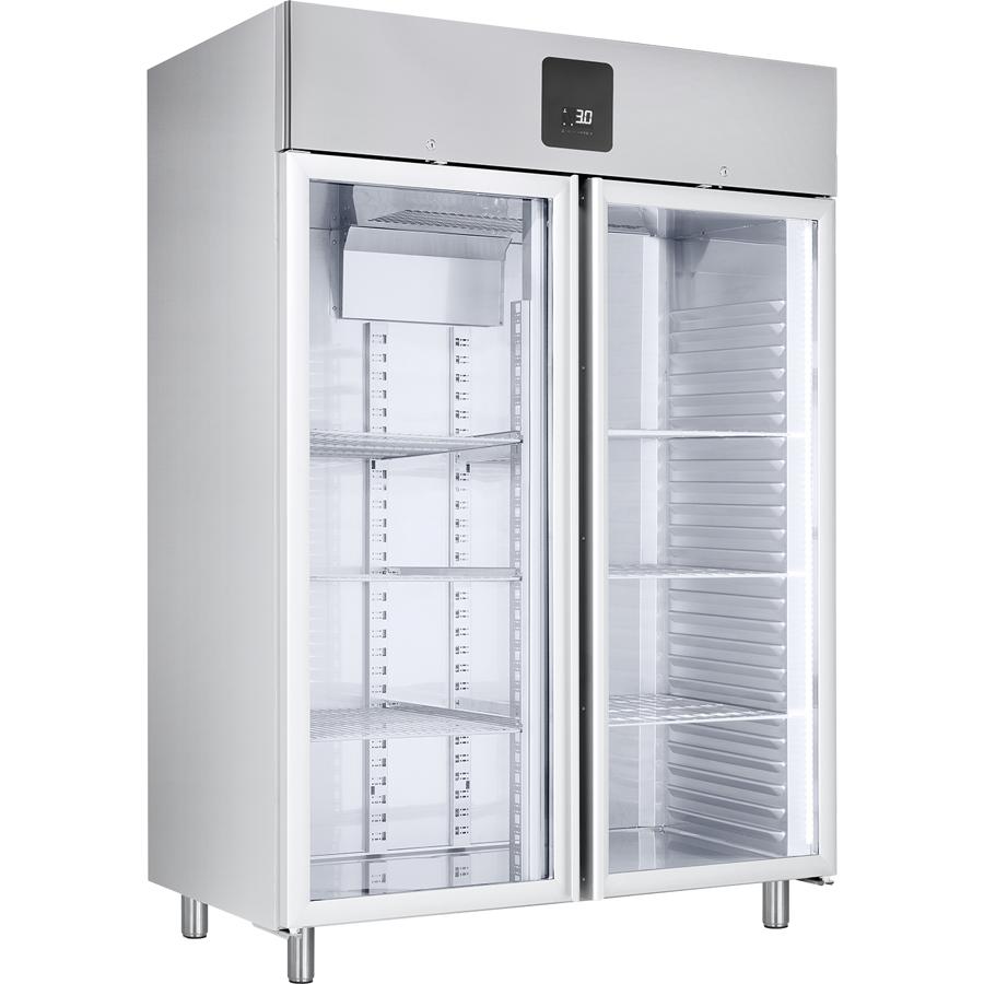 Artikelbild Edelstahl-Gewerbekühlschrank KU 1422 G GN 2-1 mit Glastüren