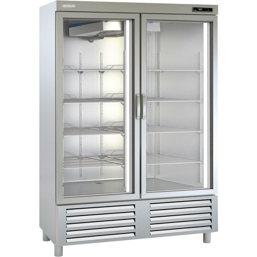 Edelstahlkühlschrank mit Glastüren KU 1300 G