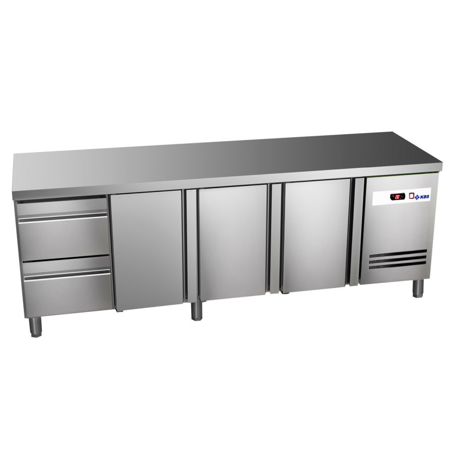 Kühltisch Ready KT4102 mit Arbeitsplatte 3 Türen 2 halbe Schublade
