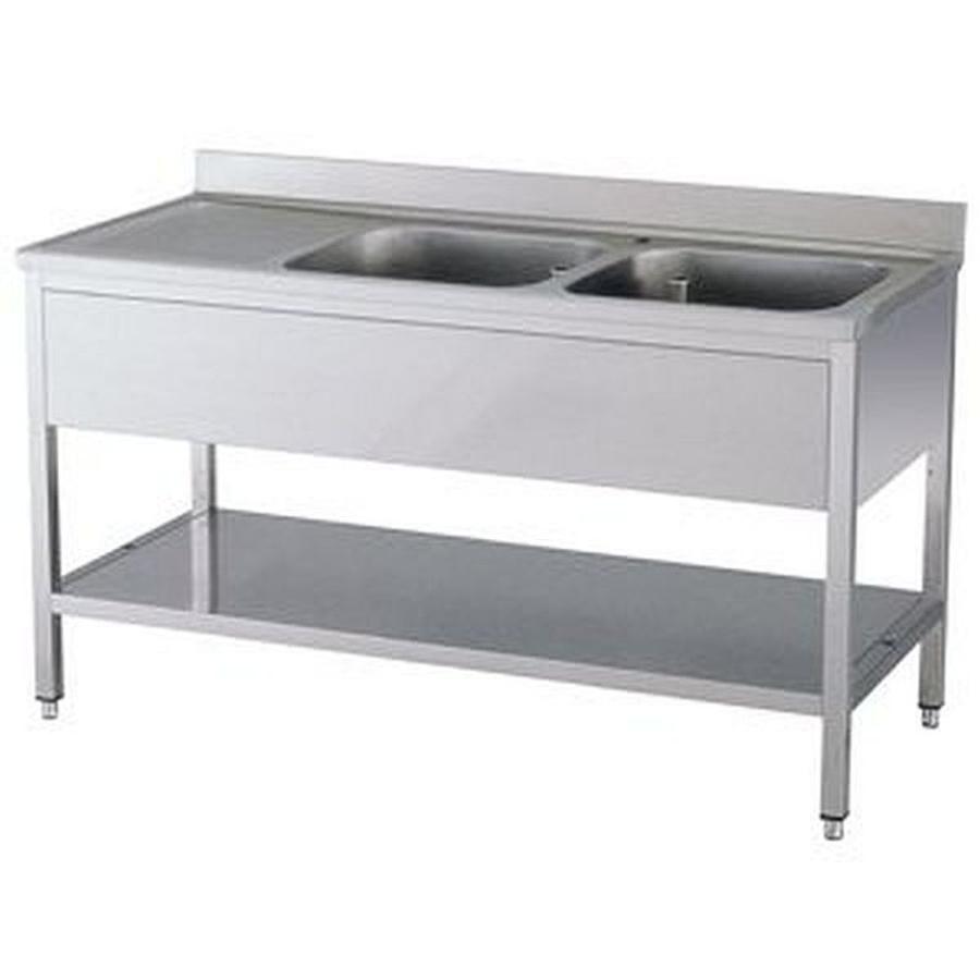 Spültisch 2 Becken rechts mit Aufkantung B 160cm