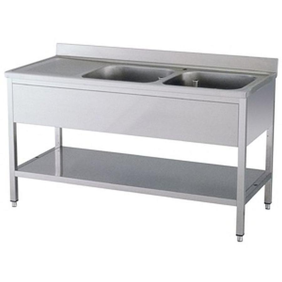 Spültisch 2 Becken rechts mit Aufkantung B 140cm