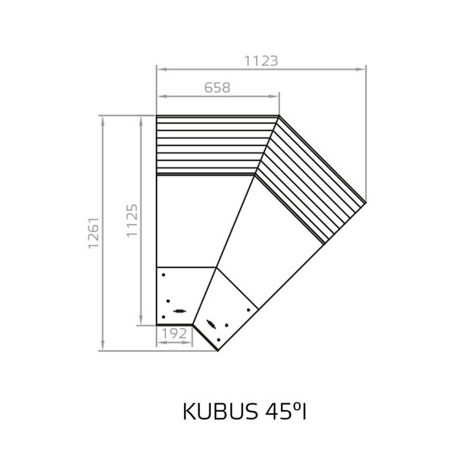 Kubus U 45 Außenecke 45° ohne Seitenteile