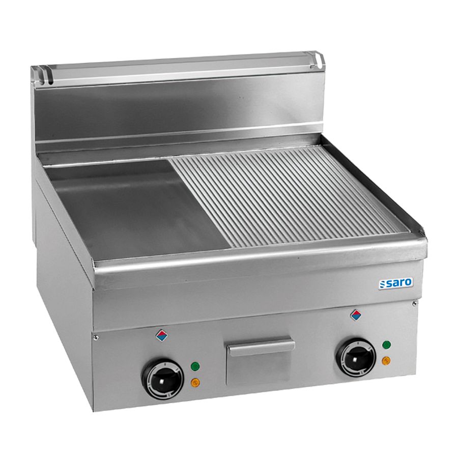 Elektrogrillplatte 1/2 glatt 1/2 gerillt 600x600 Modell EFT66LR