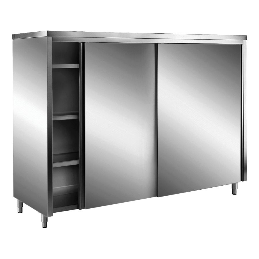 Artikelbild Edelstahl-Lagerschrank m. Schiebetüren - Flachdach, 1000x600