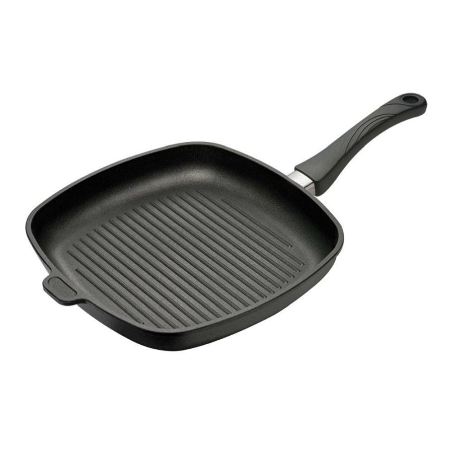 Eurolux Premium Grillpfanne 28 x 28 cm, ca. 4,5 cm hoch, Edestahlstiel