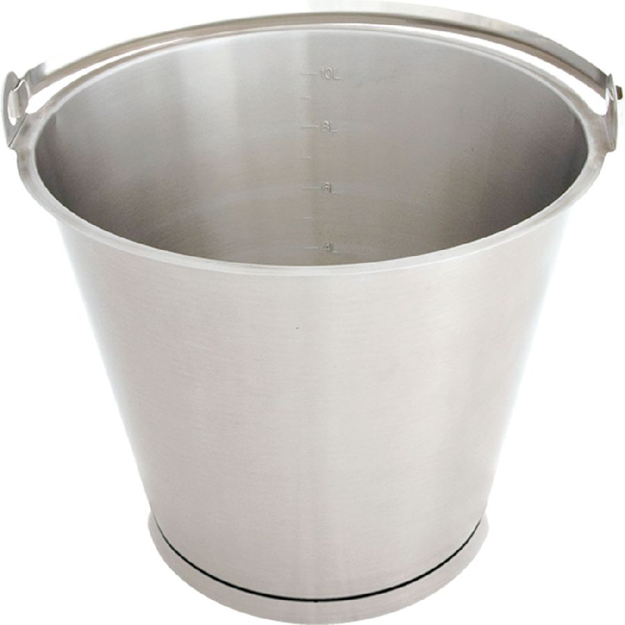 Edelstahleimer - Bodenreifen - Maßeinteilung - stapelbar - 10 Liter