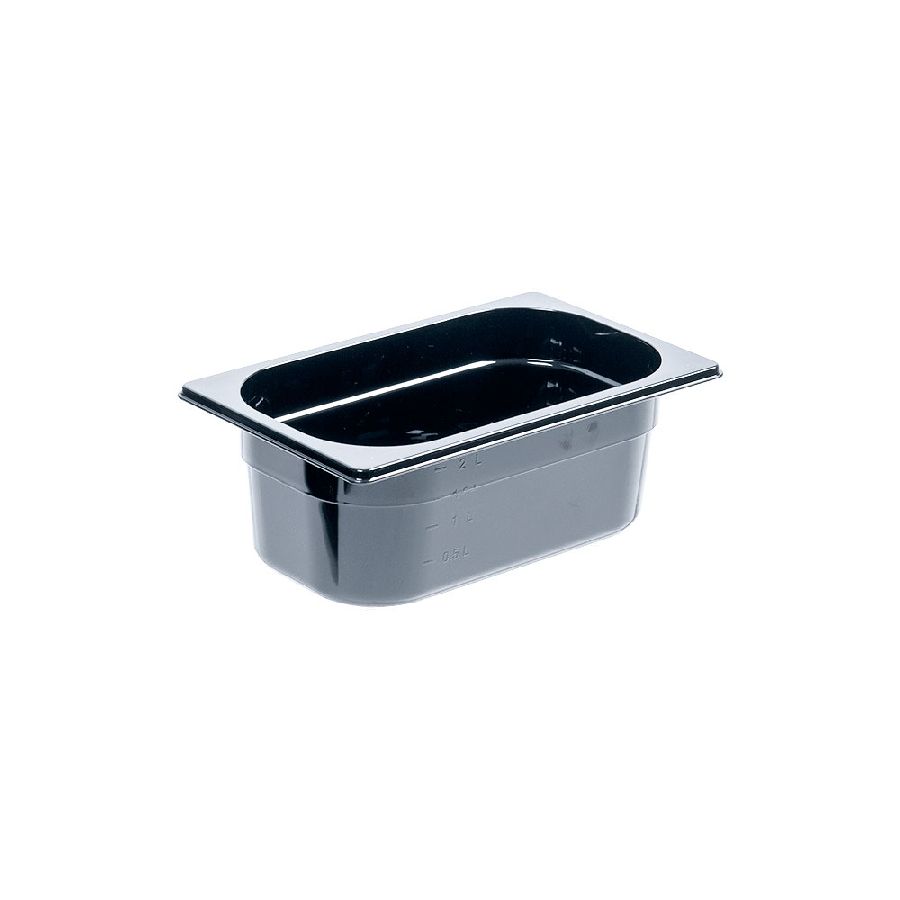 Gastronormbehälter aus Polycarbonat Premium - schwarz - GN 1/4 100mm 