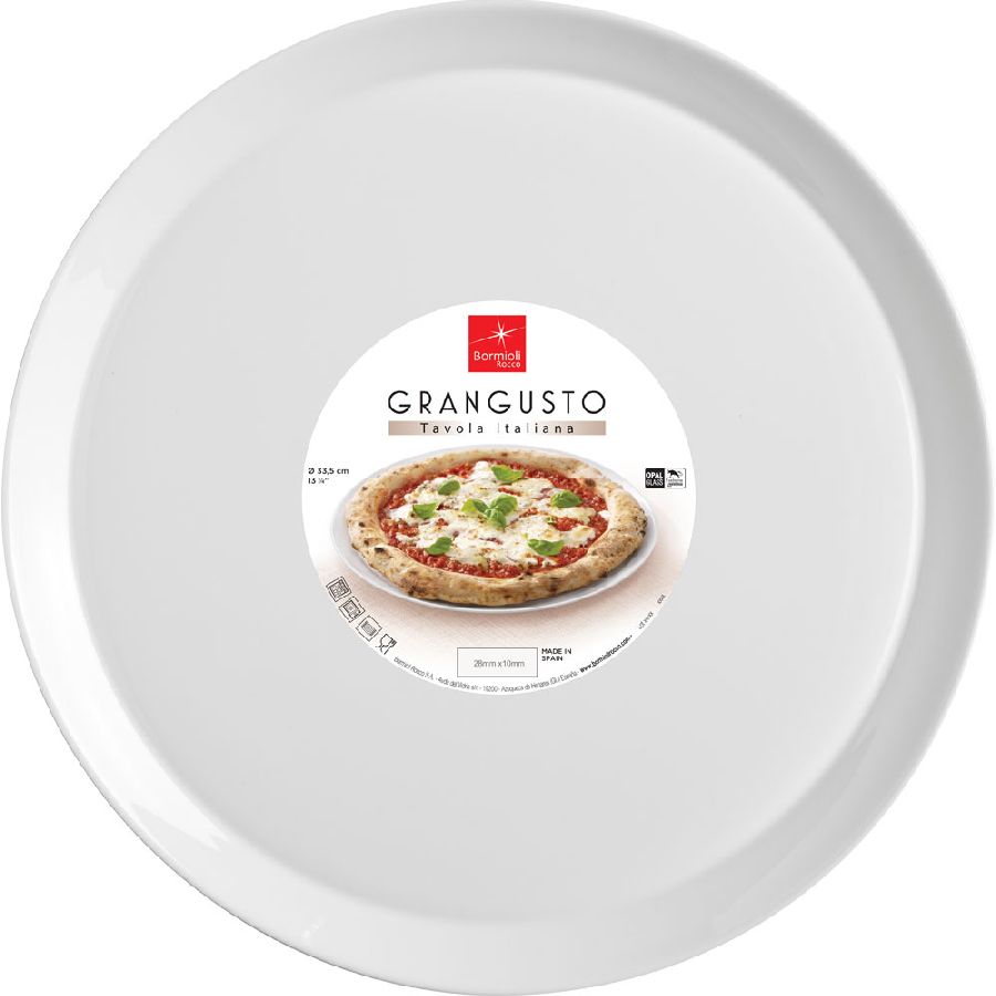 12 trendige Pizzateller aus gehärtetem Opalglas - Serie Grangusto - Ø 33,5 cm