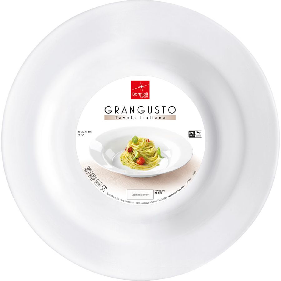 12 trendige Pastateller aus gehärtetem Opalglas - Serie Grangusto - Ø 29 cm