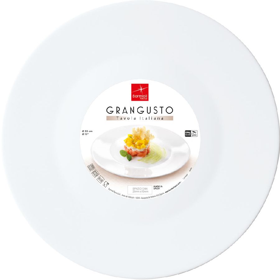 12 trendige Speiseteller aus gehärtetem Opalglas - Serie Grangusto - Ø 33 cm