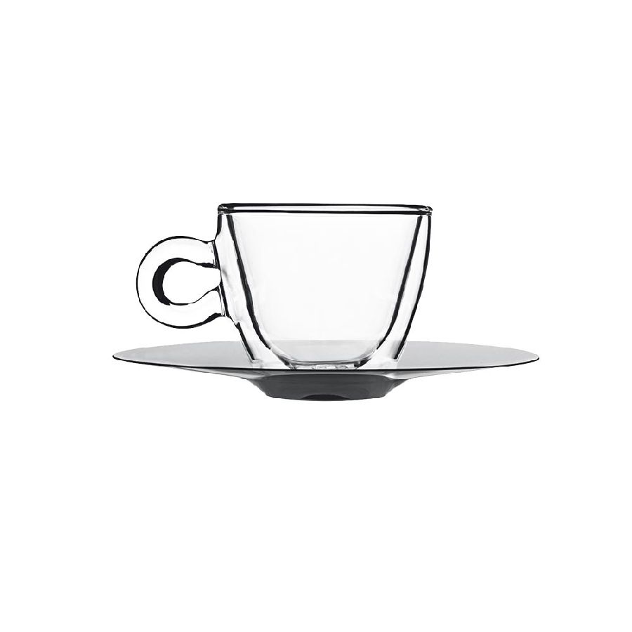 Espressotasse mit Edelstahl-Untertasse 0,065 Liter