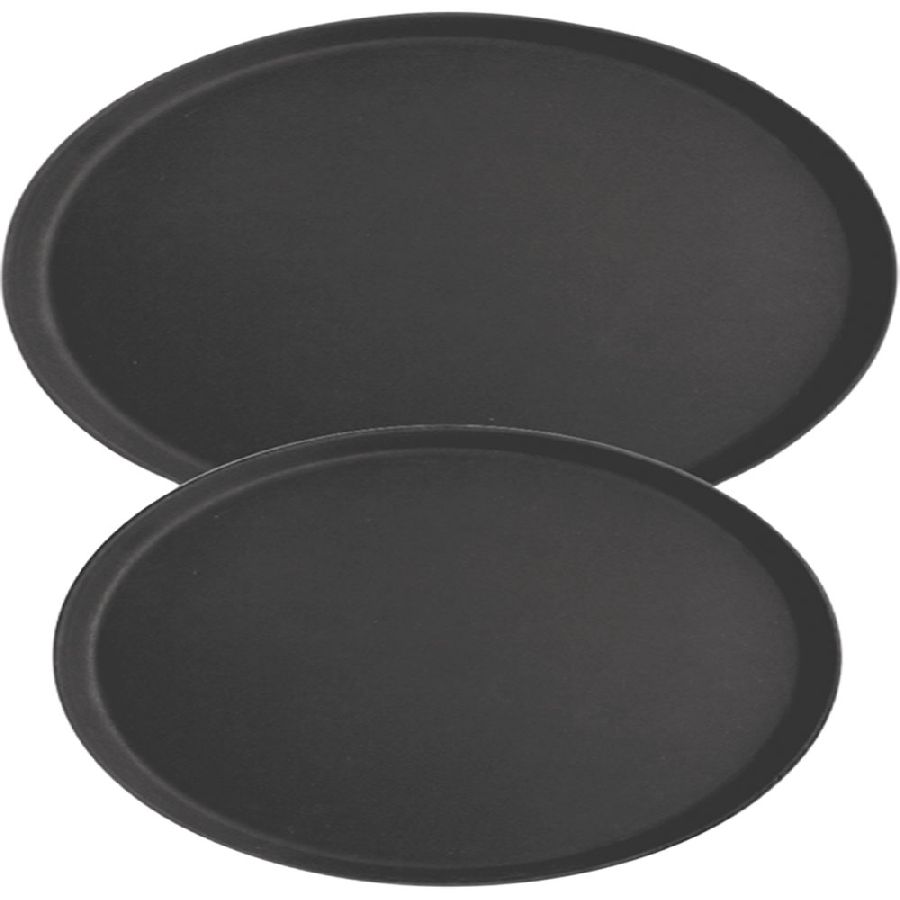 Tablett oval - ranti-rutsch Oberfläche - schwarz - 60x73,5x2,5 cm 