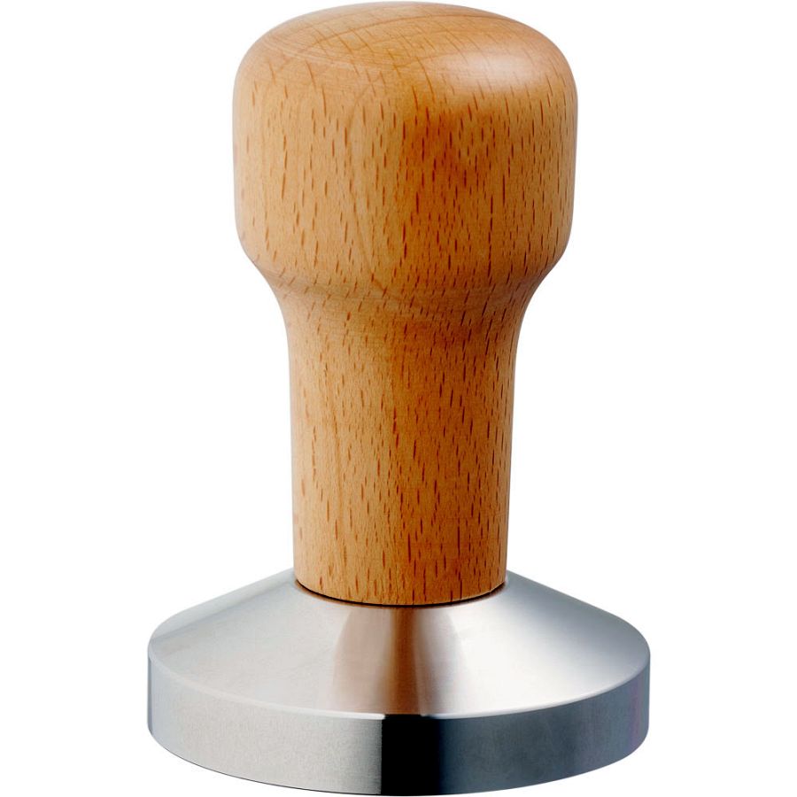 Tamper aus Edelstahl, mit Holzgriff, Ø 58 mm, H. 85 mm