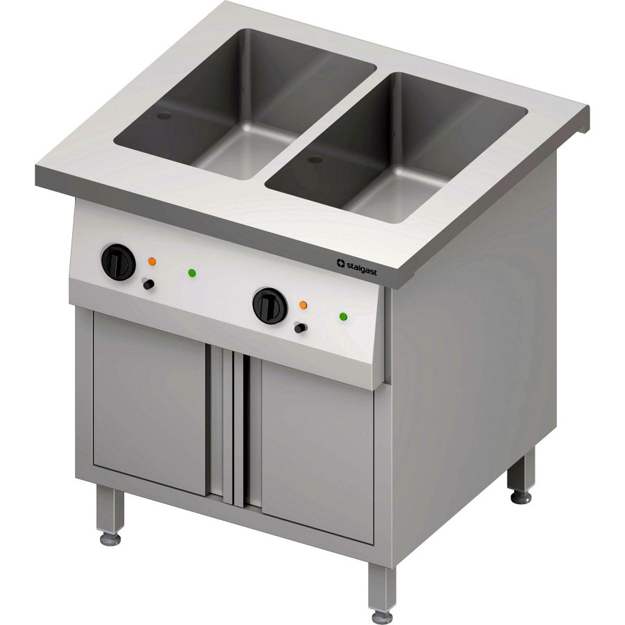 Bain-Marie-Station Free Flow 2x GN1/1-Becken, mit Flügeltüren, 799x750x880mm GA Standard G1