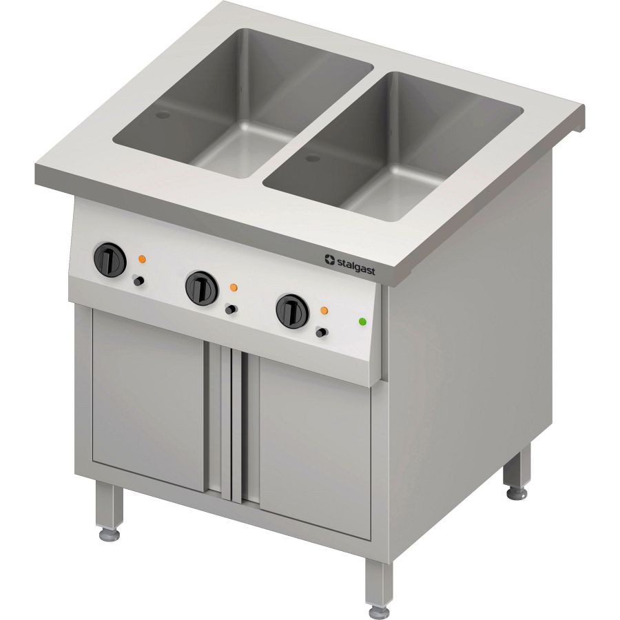 Bain-Marie-Station Free Flow 2x GN1/1-Becken, Flügeltüren, 799x750x880mm GA Standard G1