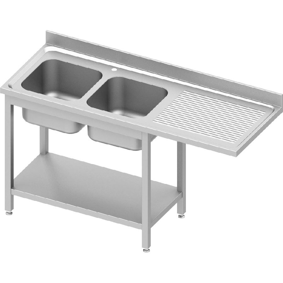 Spültisch ECO mit GB und Überstand 1600x700x900mm - 2xBecken links - AK 