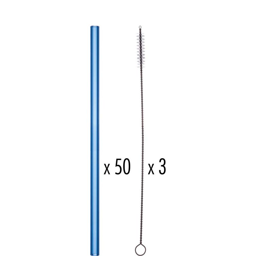 Trinkhalm blau gerade 20cm, 50+3 Set - 1 Stück
